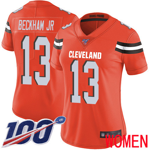Cleveland Browns Odell Beckham Jr Women Orange Limited Jersey 13 NFL Football Alternate 100th Season Vapor Untouchable